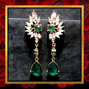Green Crystal Rhinestone Earrings #757